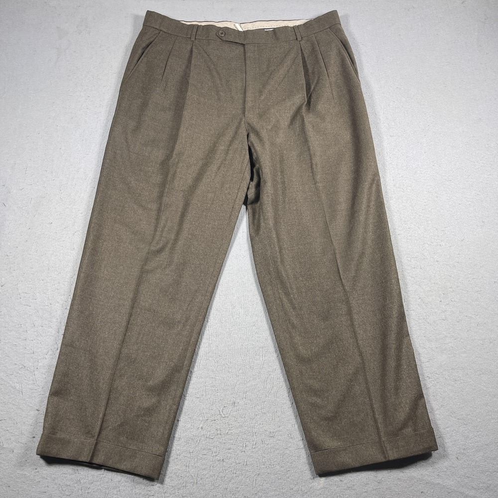 Ballin Classic Pants‎ Mens 36x28 Brown Wool Cashmere Comfort-Eze Pleated Dress